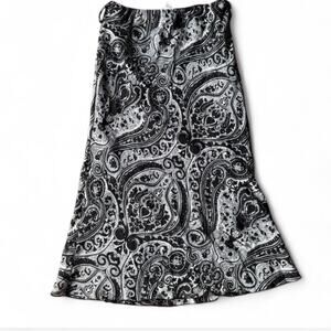 Y2k fairy cottage core black & white paisley flowy midi skirt JBX size medium